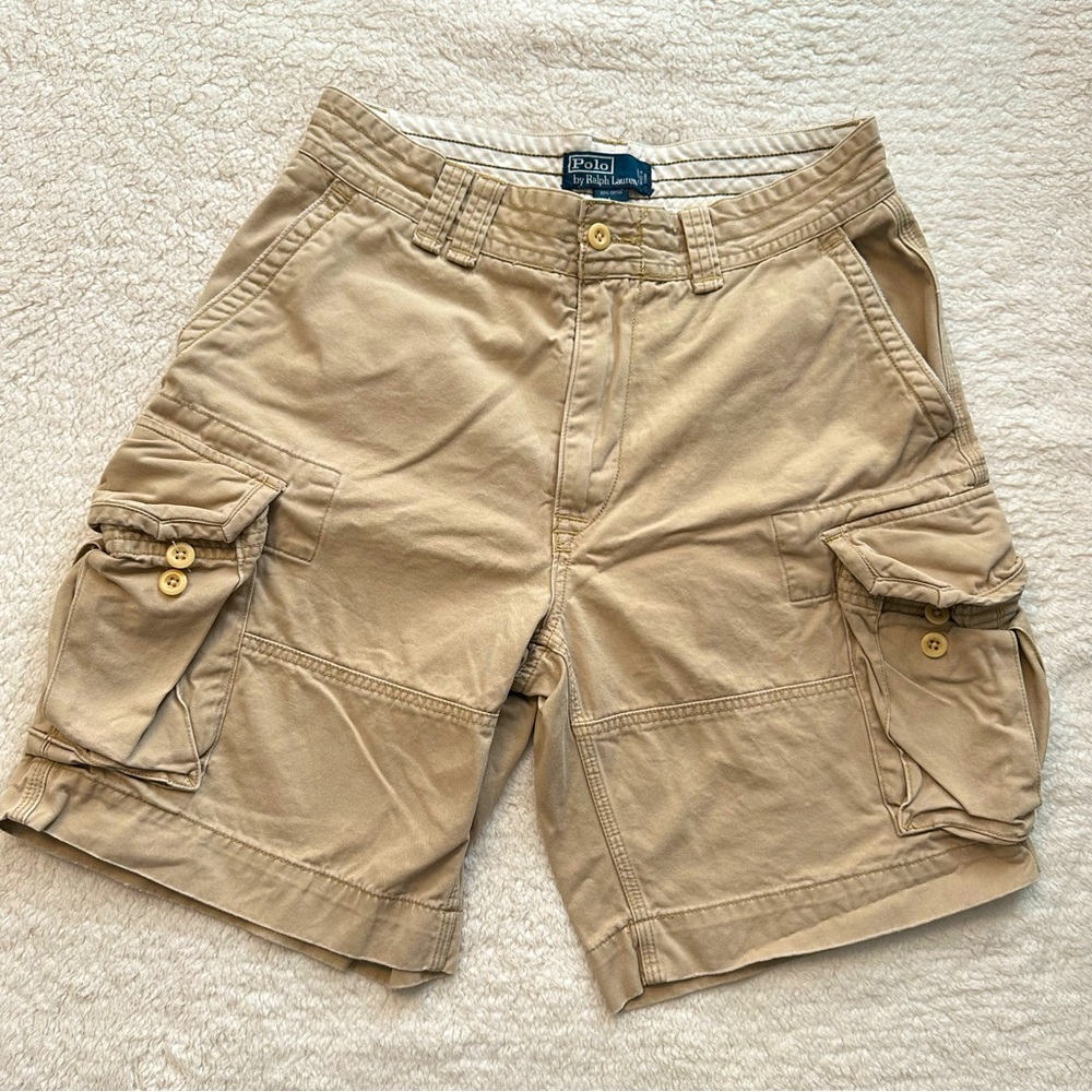 Vintage 90s Polo Ralph Lauren Baggy Big Pocket Cargo Shorts Rare Mens Size 33